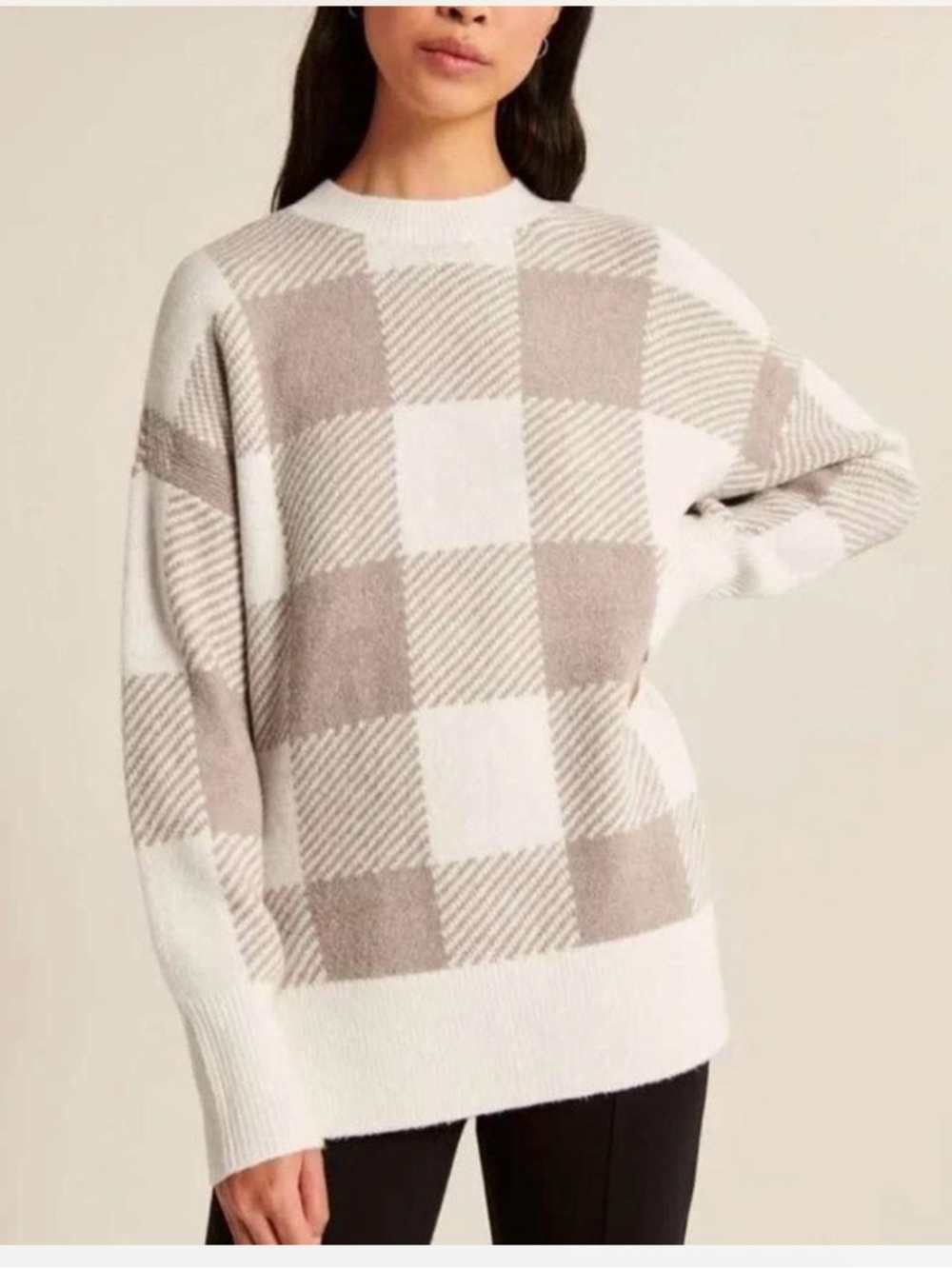 Abercrombie and Fitch Supersoft Oversized Checker Print Sweater- Size XS